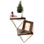 Hanah Home Wr075 Estantería de Pared de Madera Maciza Nogal y Dorado